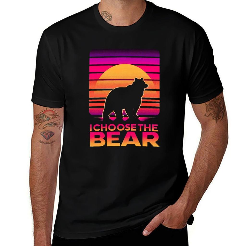 I Choose The Bear Sunset Retro Tshirt Sweat Absorbing Sports Tee Shirt Tshirt