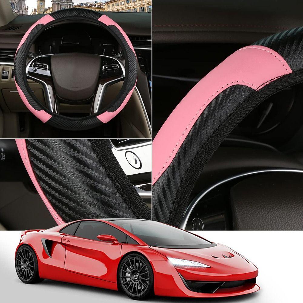 Microfiber Leather Steering Wheel Cover Breathable Car Interior Accessories Women Men