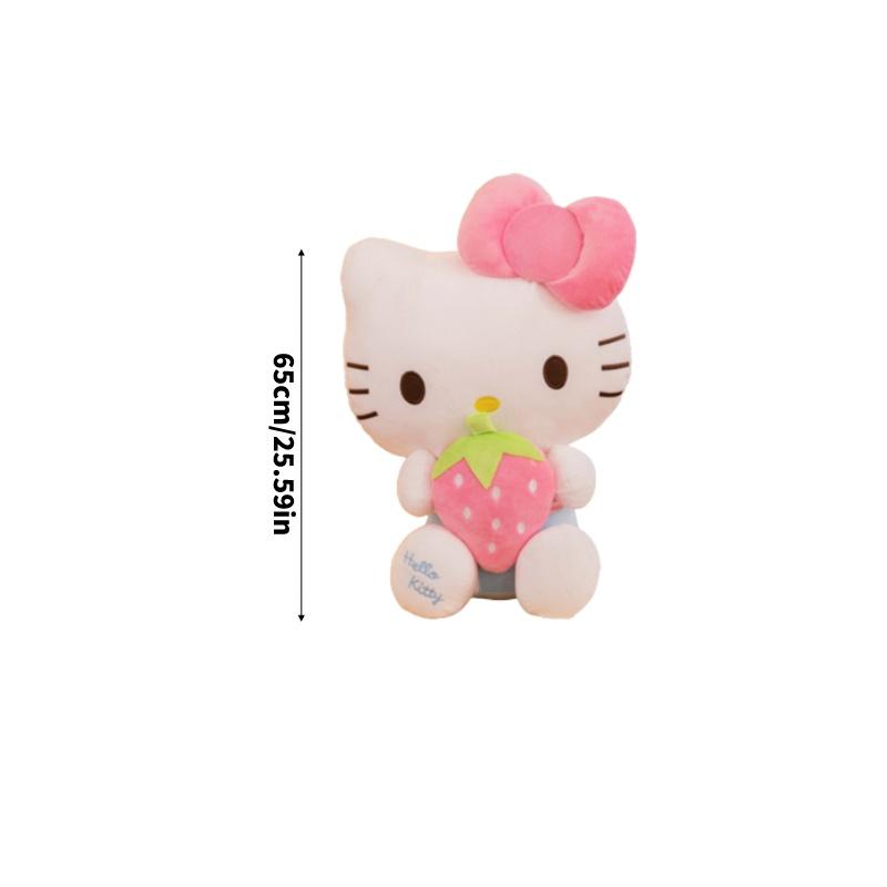 Cute And Cuddly Hello Kitty Cat Plush Toy With Strawberry And Bamboo
