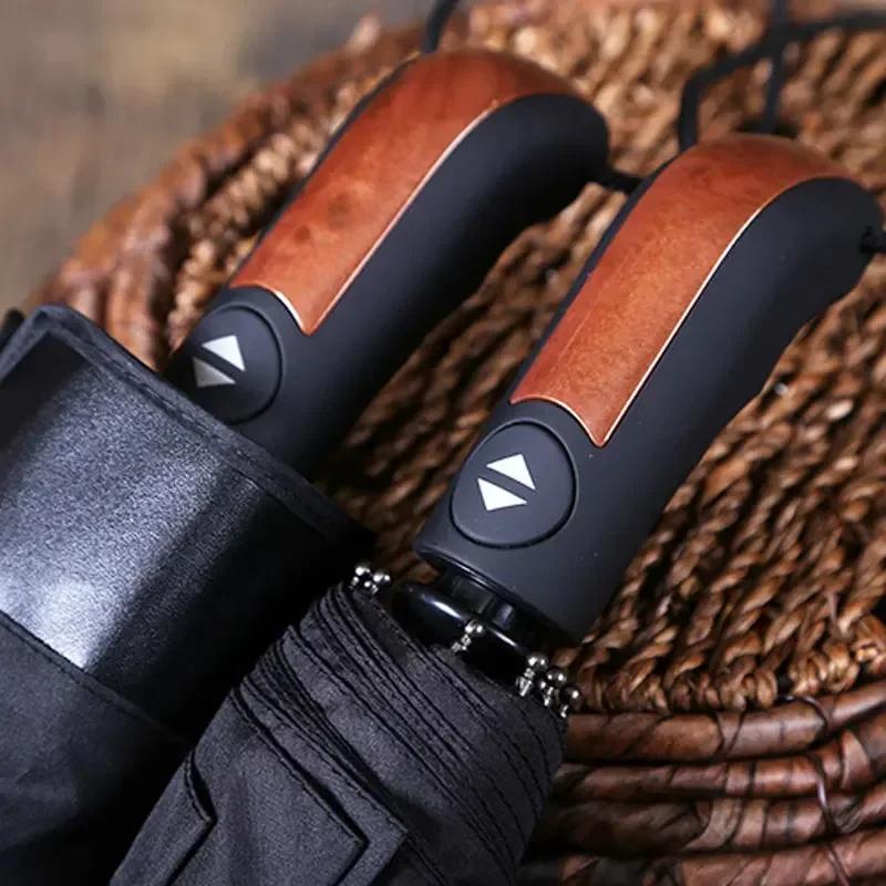 Большой зонт мужской бизнес 1,2 метра полностью автоматический зонт ветрозащитный 10K деревянная ручка зонты для гольфа дождь