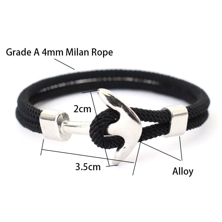 Nautical Anchor Bracelet Men Grade A 4mm Rope Surf Braclet Outdoor Cool Biker Accessories Pulseria Hombre Yoga Braslet