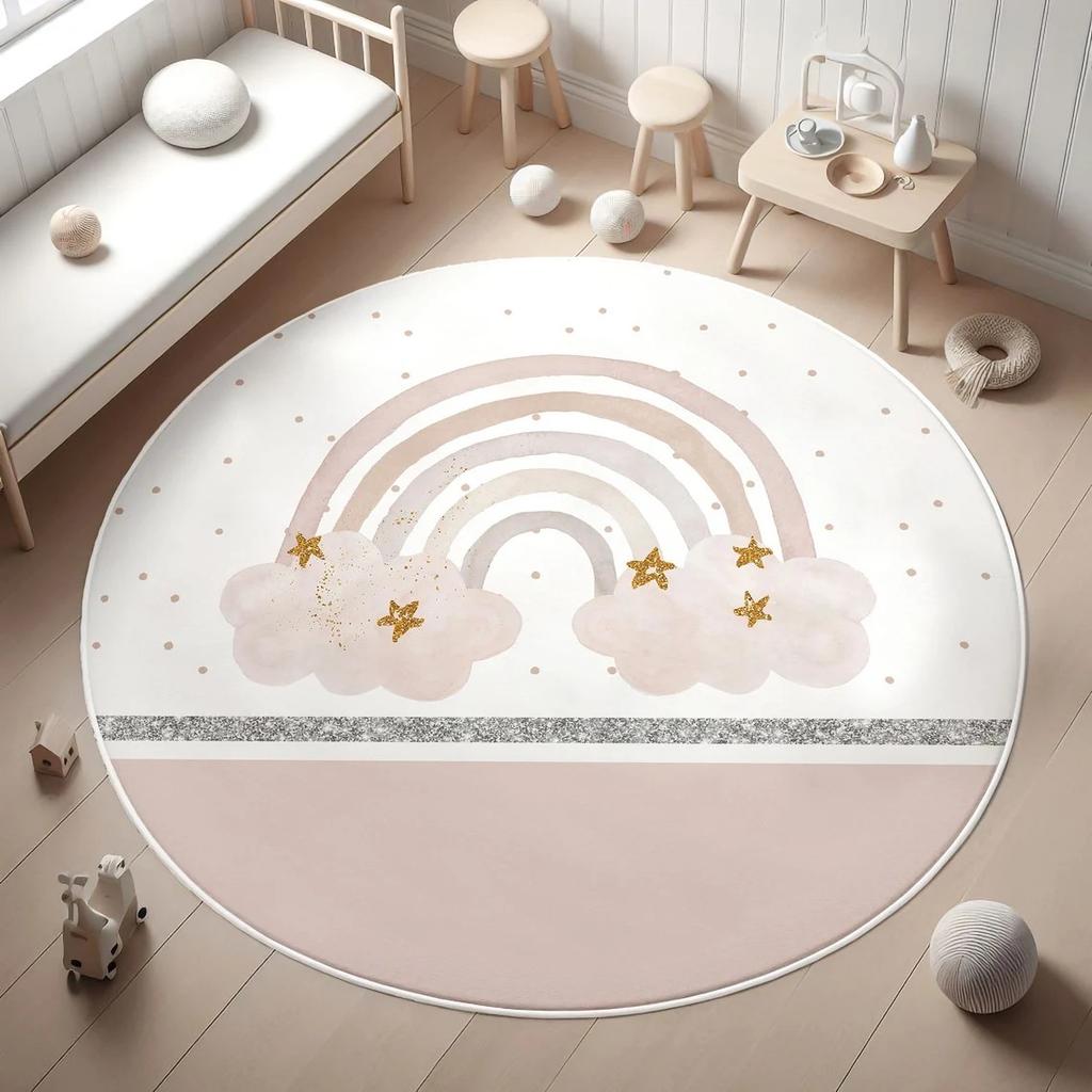 Rainbow Kids Rug,Heart Rainbow Kids Rug Washable Soft Carpet Non-Slip Girl's Room Floor Mat Nursery Playmat,Area Rug