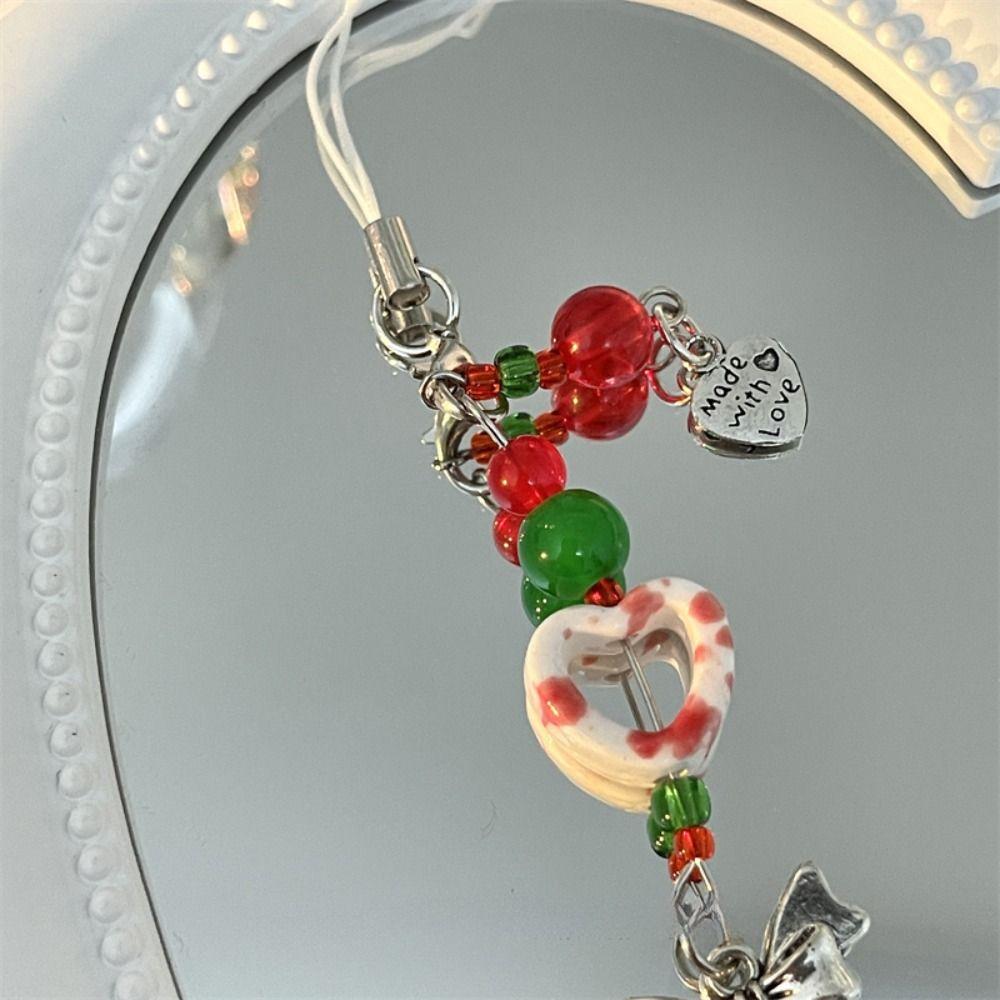 Y2K 3D Strawberry Phone Strap Cute Love Heart Pendant Keychain  Bag Phone Accessories