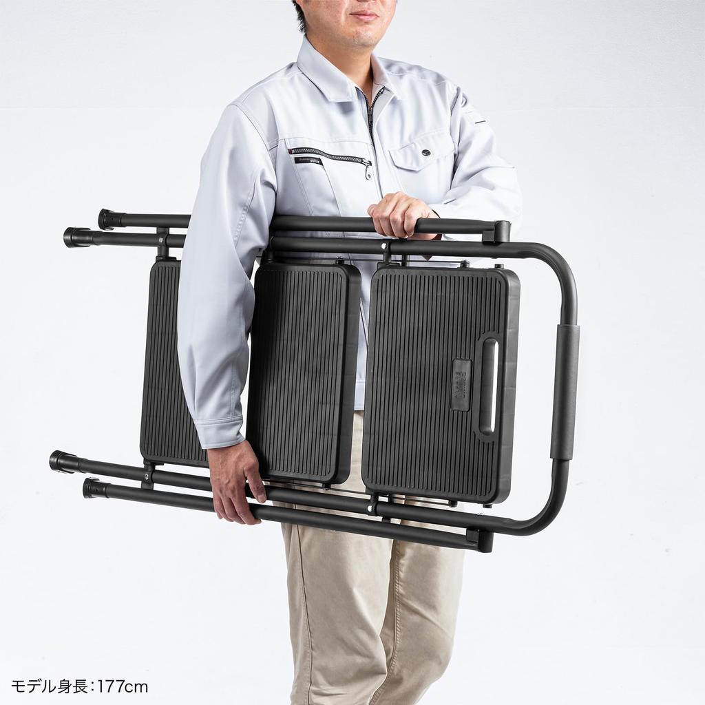 Sanwa Supply Стремянка 3-х уровневая складная Грузоподъемность 150 кг Стальная рама Черная STL-2