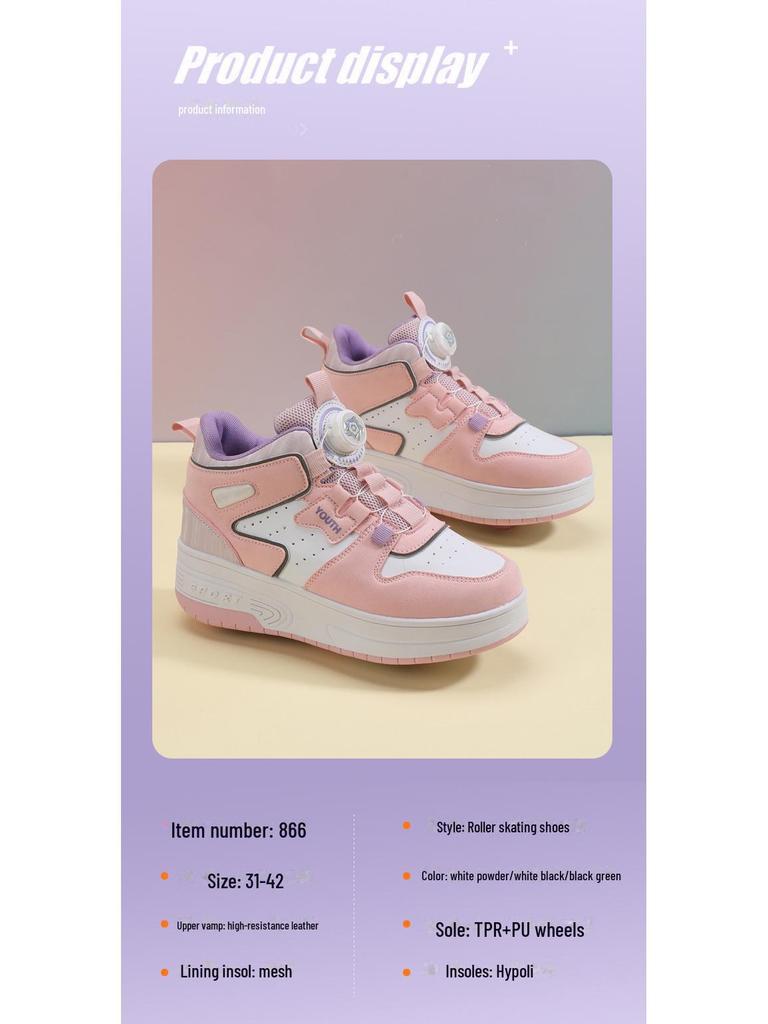 Кроссовки для бега с двумя колесами Mesh 2024 для детей — обувь для катания на роликах со спортивной пряжкой