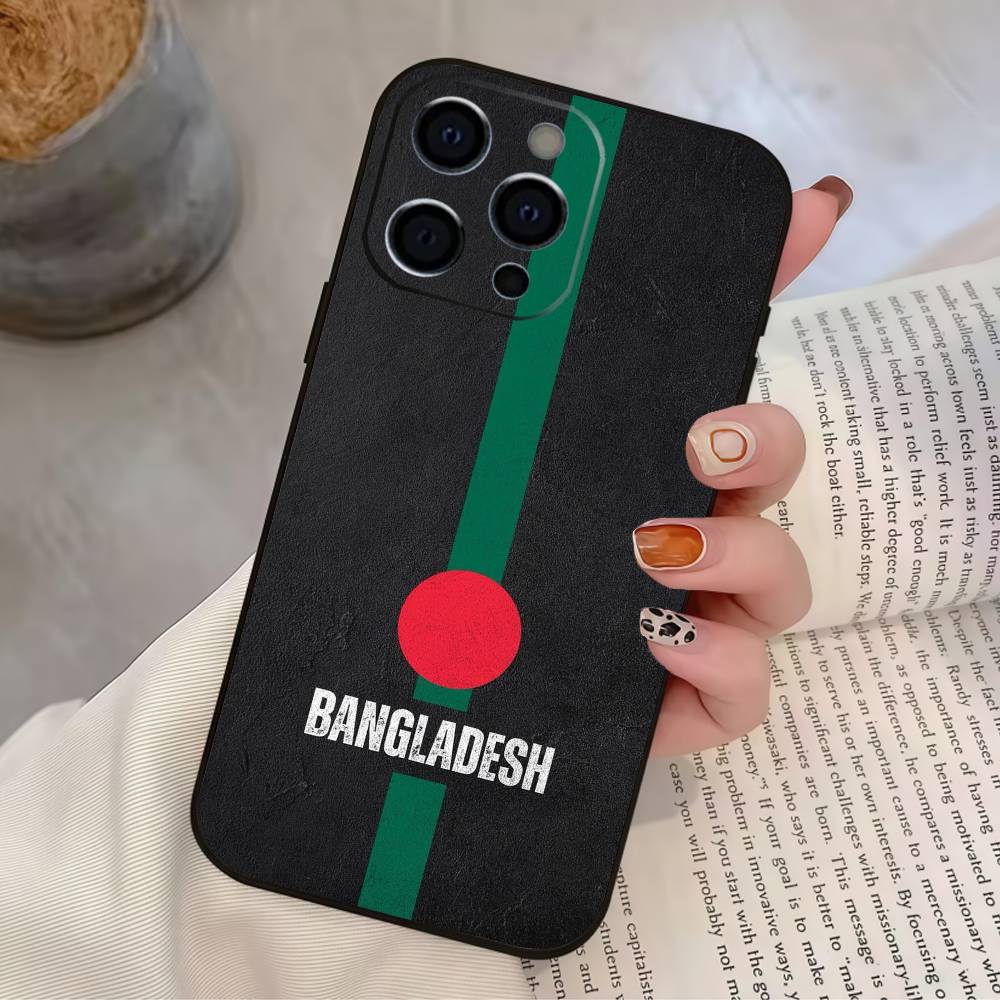 B-Bangladesh Flag Phone Case For iPhone 17,16,15,14,13,12,11 Plus,Pro Max,XS,Soft Silicone Black Cover