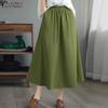 Womens Casual Elastic Waist Solid Color Loose Long Skirts
