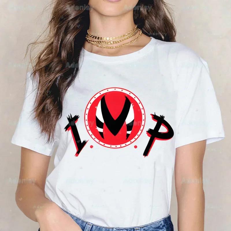 Мультяшные футболки Helluva Boss Женские летние графические футболки Смешные футболки для женщин Футболки с круглым вырезом Топы Харадзюку