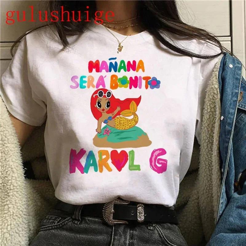 Y2k 90s Manana Sera Bonito Bichota Karol GT рубашка женская с коротким рукавом женские графические футболки с круглым вырезом футболка модная одежда