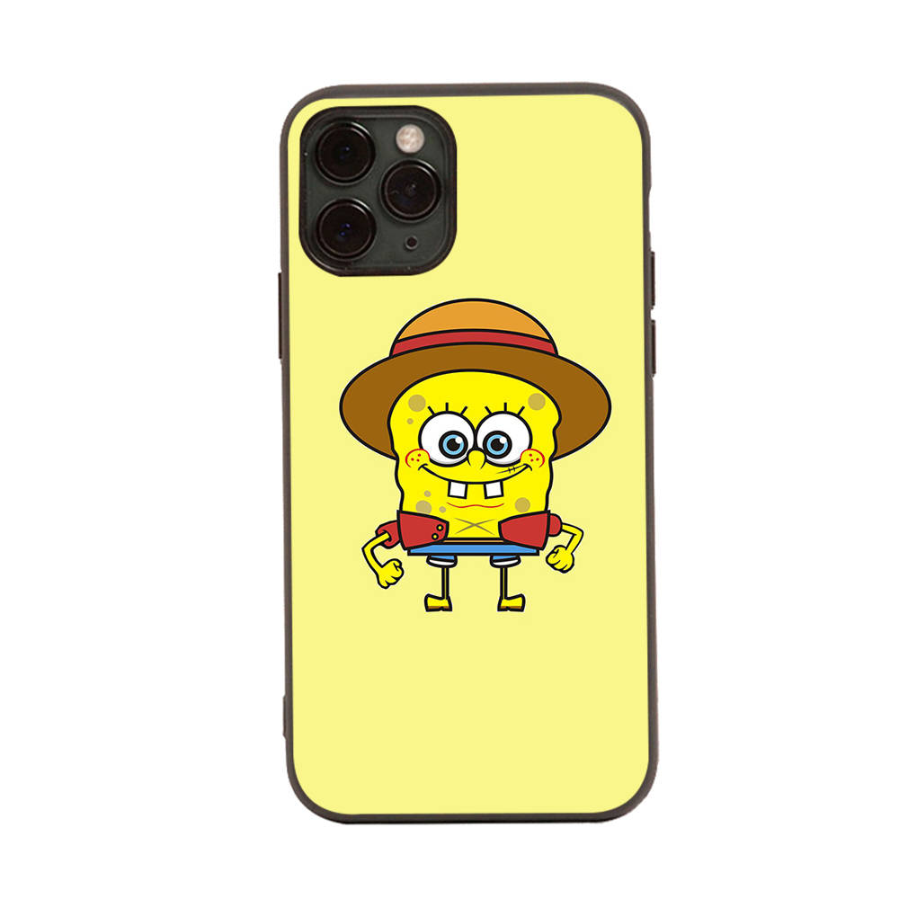 PB7 Little Cute Spongebob Black Sofe Case for iPhone 16 15 Plus 14 13 Pro 8 SE XR XS Max P30 Nova 5T Y5P Y6 Y7 Y8P Y9 Realme C30 C33 C31 VIVO Y36 V27