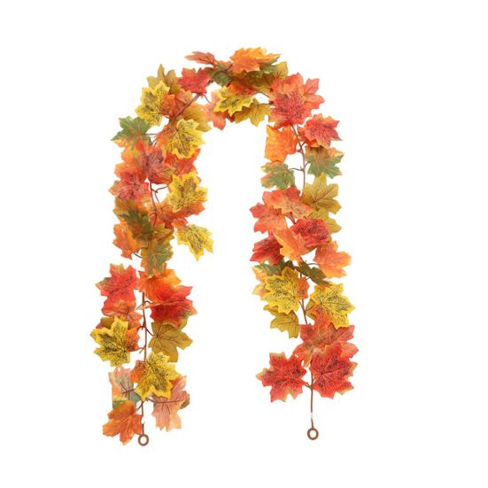 100/175Cm Artificial Maple Leaf Garland Uv Resistant Fall Halloween Thanksgiving Day Harvest