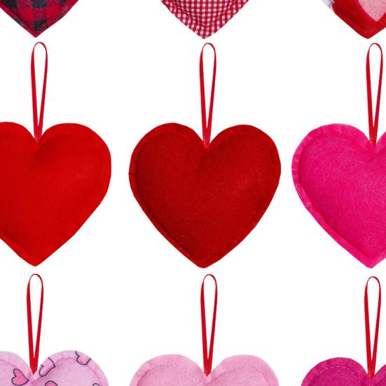 12 шт. Подвесное украшение в виде сердца из фетра, красное, розовое, с узором «буффало плейд», шарм в виде сердца для Дня святого Валентина, свадебной вечеринки, DIY-поделок