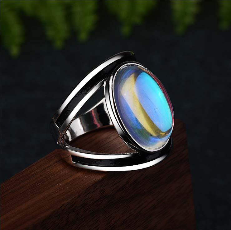 Кольцо Hecheng Wish Colorful Moonstone Ring — европейский и американский стиль с имитацией тайского серебра для женщин