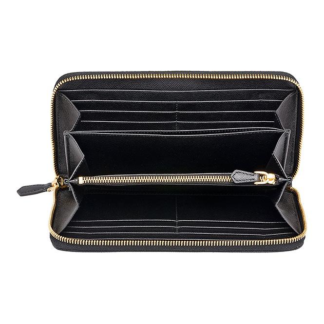 Prada Saffiano Leather Long Wallet Women Wallets Black 1ML506-QWA-F0002