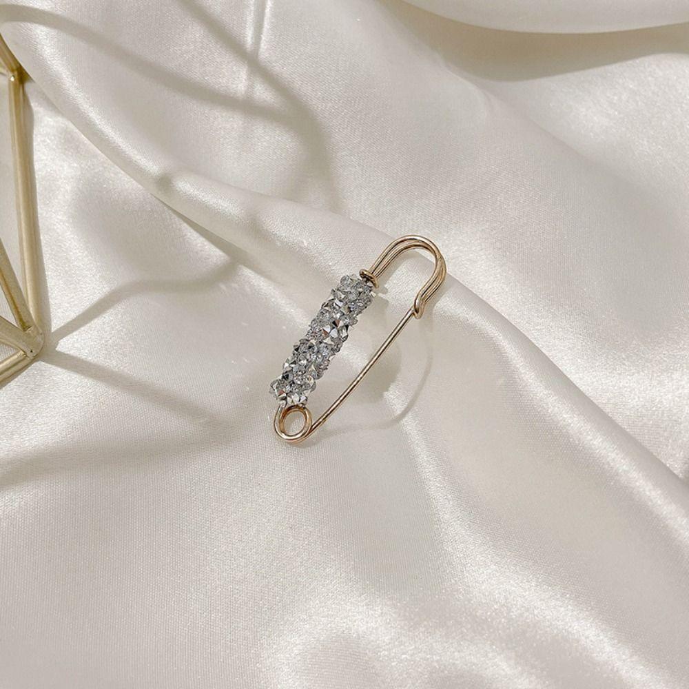 Full Rhinestone For Girls Women Brooch Tightening Waistband Pin Sweater Pants Pin Korean Buckle Pin