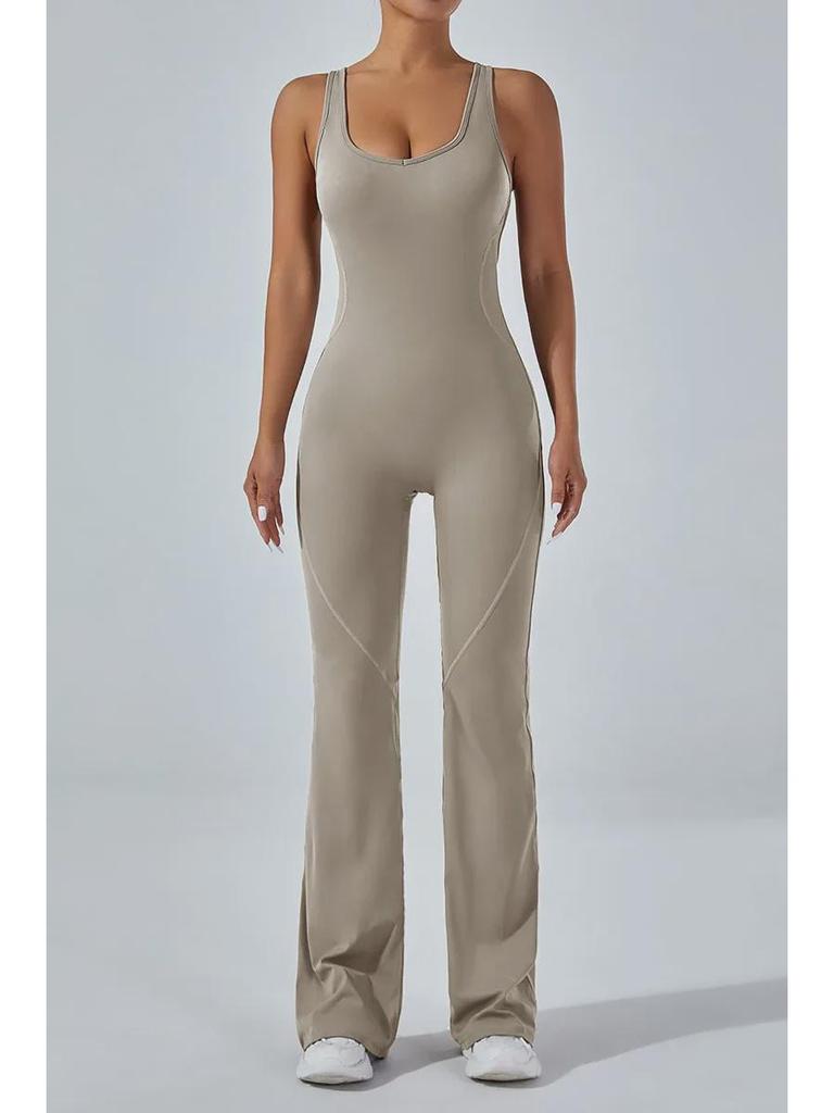 Европейский и американский костюм для йоги с открытой спиной и широкими расклешенными брюками, приподнимающими бедра