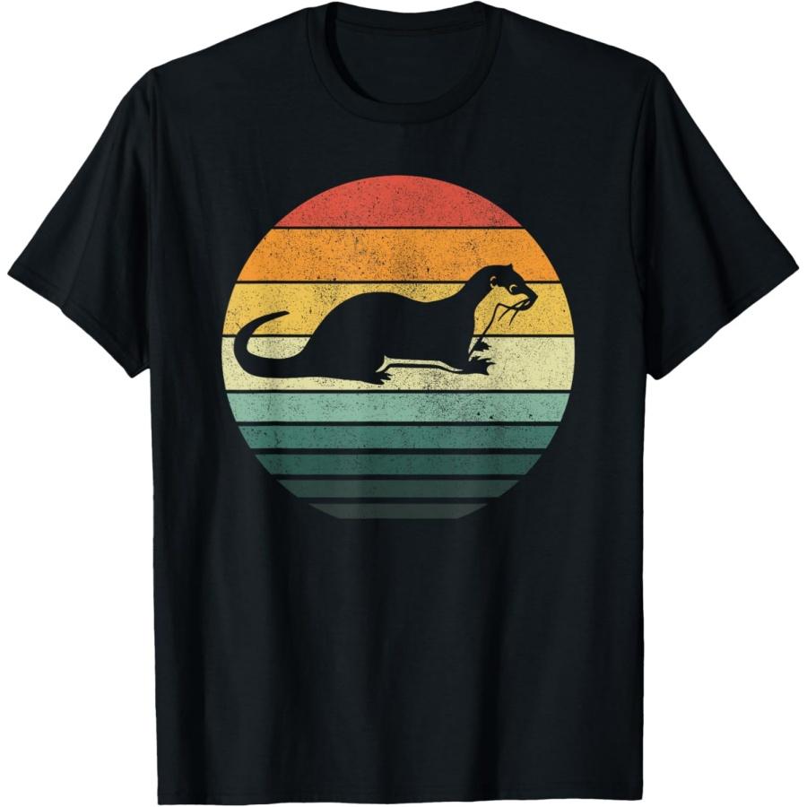 Sea Otter Animal Sunset Retro Vintage 70s Nature Lovers T-Shirt