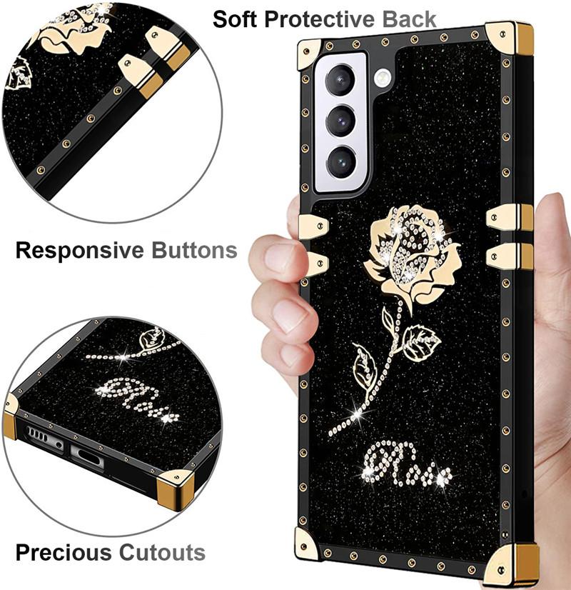 Чехол-подставка с розой для Samsung Galaxy S22 S21 S20 FE Lite S10 E S9 S8 Note 9 10 20 Ultra Plus A73 A53 A33 A23 A13 A72 A52, чехол для телефона с кольцом