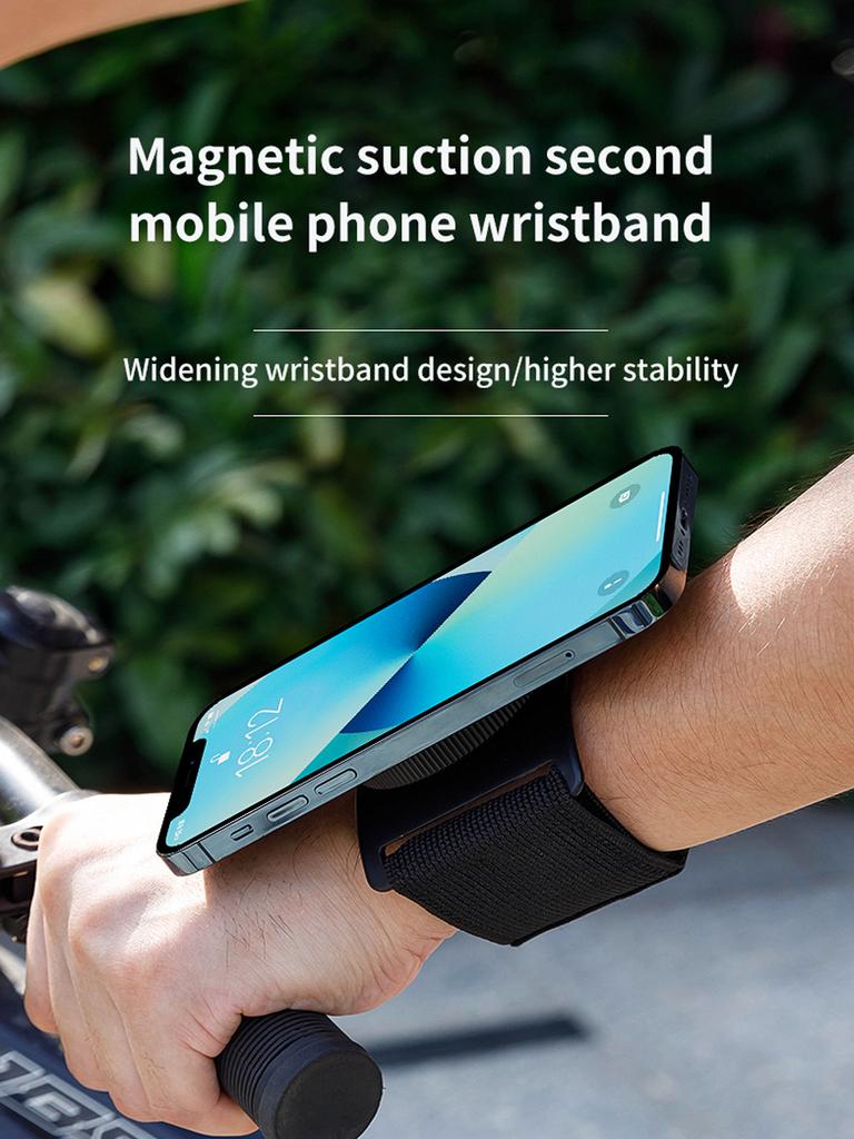 360° Rotatable Magnetic Outdoor Sport Bike Wrist Armband Silicone Stand Phone Holder for iPhone for Running Office Use
