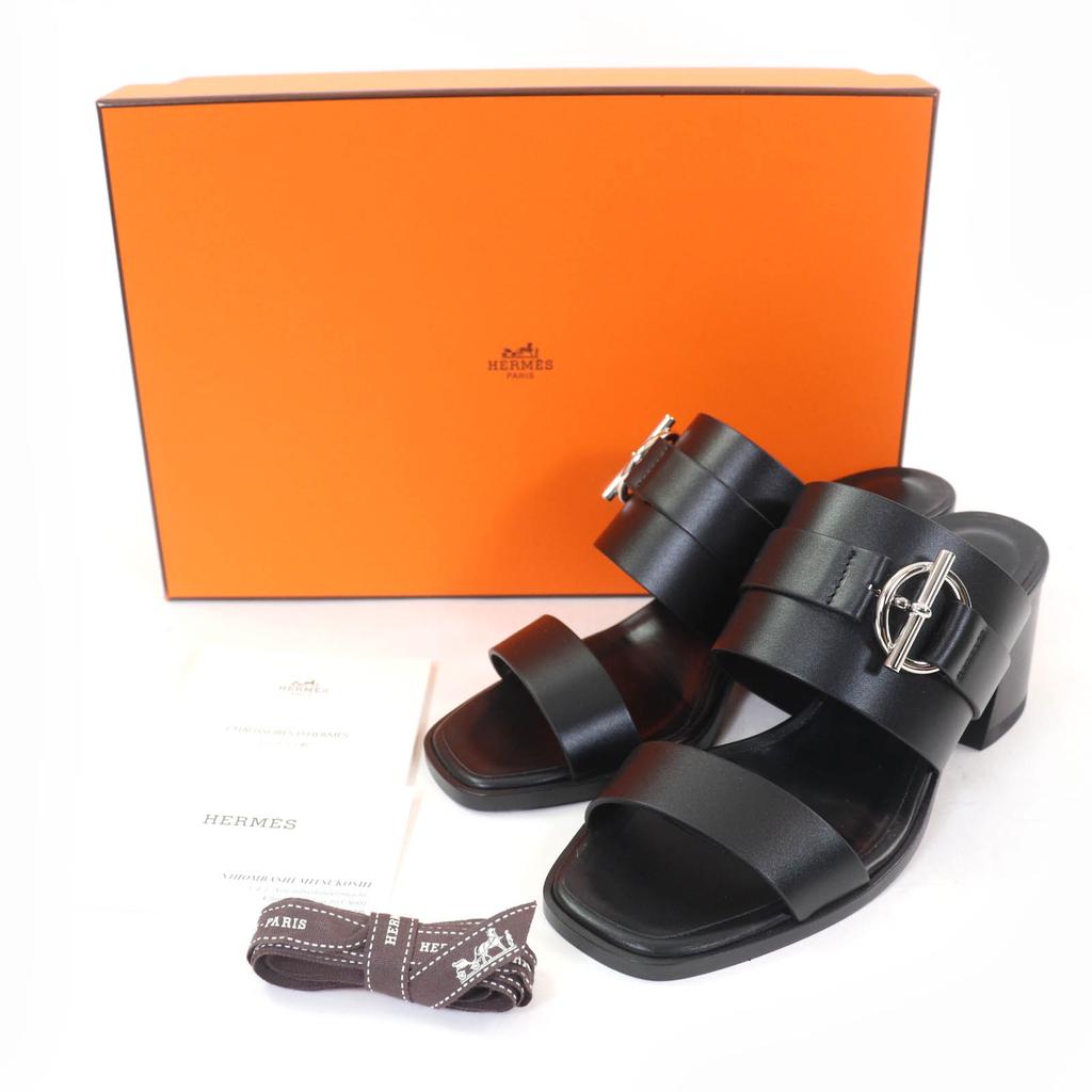 Excellent HERMES Sandals cute Purchased in 2025 Glennan Metal Leather black  Used