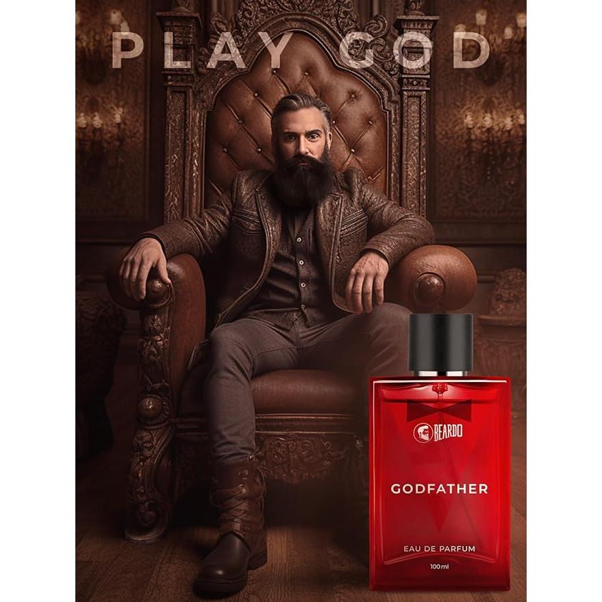Beardo Мужские духи Godfather, 100 мл | Ароматный, пряный парфюм для мужчин, стойкий | Аромат для свидания, спрей для тела для мужчин, идеальный подарок для мужчин
