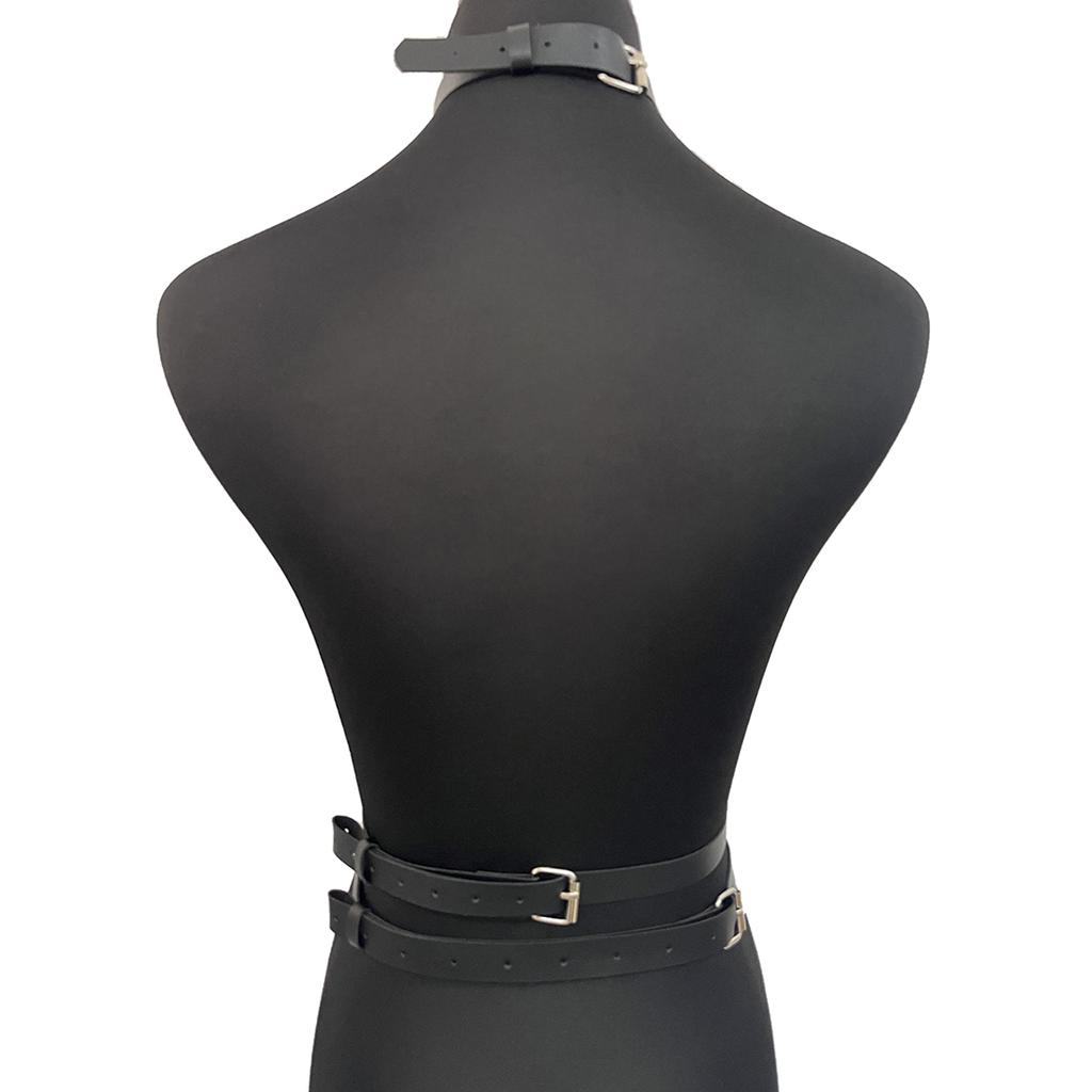 Women Fashion Belt Three Layers Waistband Bondage Suspenders Punk Rock Leather Belt Straps Gothic Clothing Accessorie