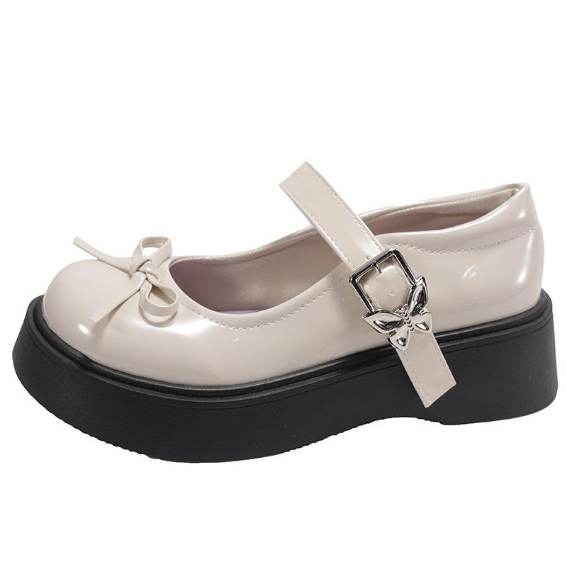 Черные ретро британский стиль платформа jk маленькие кожаные туфли женские 2025 новый летний юбка французские Мэри Джейн туфли