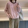 Свитшот для женщин, хлопковая свободная футболка большого размера с длинным рукавом, флисовая утолщенная удобная круглая горловина, повседневный пуловер, топ, свитшот