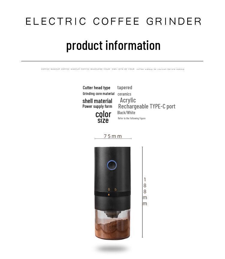 Portable USB-Charged Electric Coffee Bean Grinder and Automatic Coffee Maker