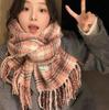Женский шарф в клетку в корейском стиле - Модный, Универсальный, Утепленный вязаный снуд