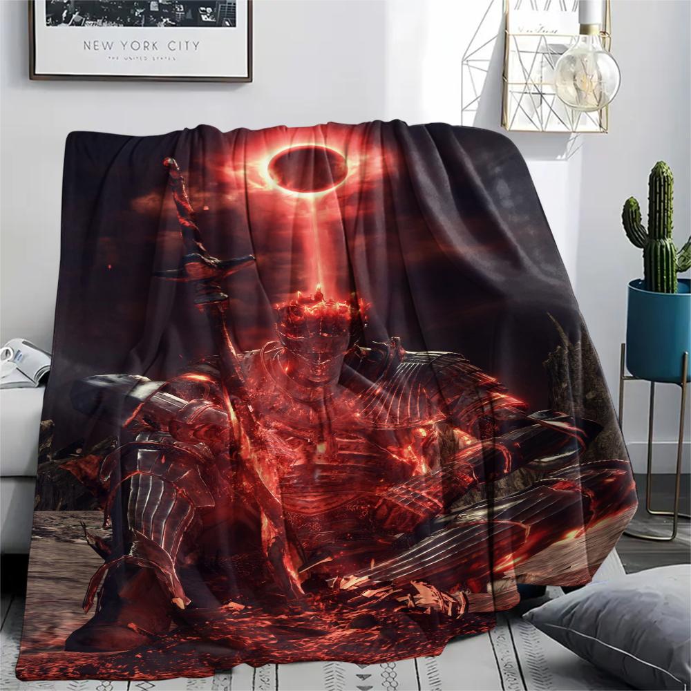1Pc Dark Soul Print Flannel Blanket, High quality Comfortable for All Seasons, Home Decor, Warmth and Comfort, Perfect for Christmas Gifts