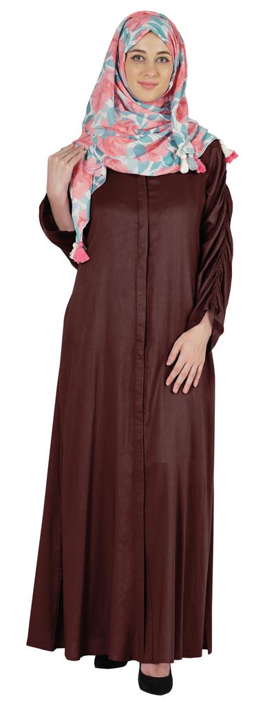 Bimba Islamic Clothes For Women Long Dress With Printed Hijab Scarf Rayon Abaya Maxi Front Button Muslim