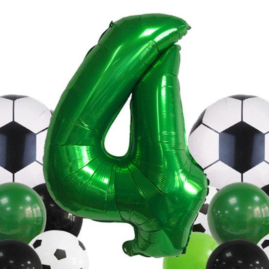 1 Set Balloon Set Soccer Number Shape Leakproof Contrast Color Sport Fans Baby Birthday Party Decoration Arch Balloon Photo Prop
