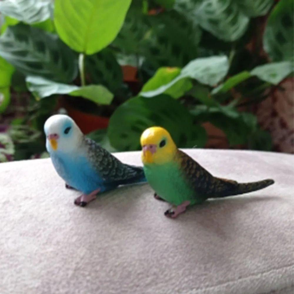 Miniatures Bird Figurines Educational Parrot Ornament Animal Sculpture Budgerigar Toy Tabletop