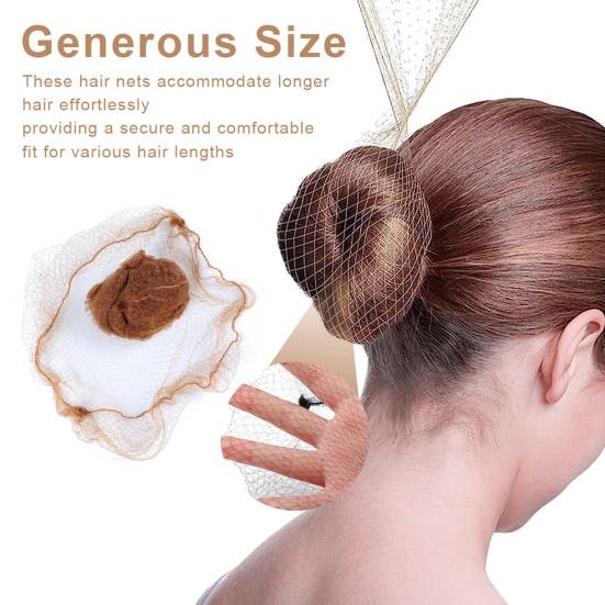 20 шт., сетка для волос «балетные булочки», 5 мм, невидимая дышащая эластичная нейлоновая ткань для женщин и девочек, стюардесса, медсестра, персонал банка, заколка для волос с эластичным краем, сетчатая крышка