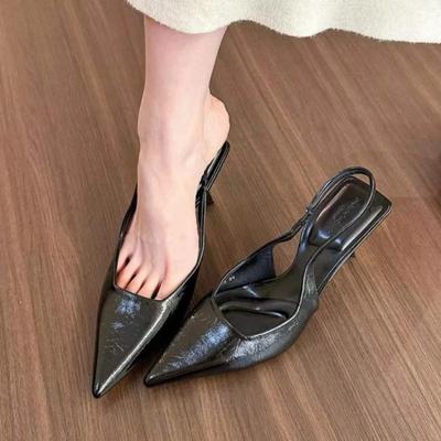 Элегантные женские сандалии с острым носком и неглубоким ртом, летние модные универсальные сексуальные сандалии на шпильках для женщин Zapatos