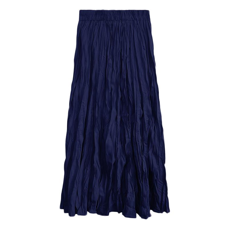 Длинные юбки больших размеров, плиссированная юбка-миди, летняя женская эластичная талия, элегантные повседневные юбки, женская осенняя темпераментная одежда