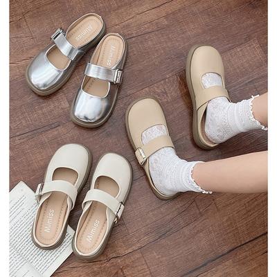 Новый стиль туфель баотоу универсален, с мягкой подошвой и полушлепком на одной ноге.