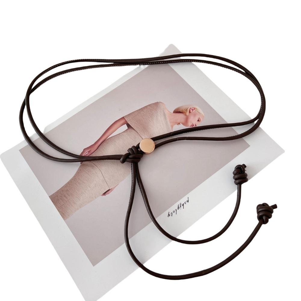 Fashionable Soft PU Leather Rope Belts Long Length Thin Waist Chain Adjustable Waist Belt Women Lady Girl