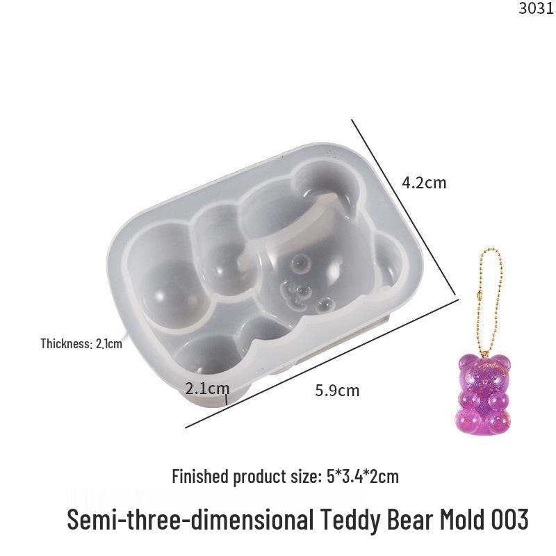 Poppy Drop Resin Mirror Little Bear, Rabbit, Mouse Silicone Mold for DIY Keychain Pendant