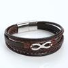 Винтажный черный многослойный мужской кожаный браслет из нержавеющей стали с символом бесконечности, браслеты с подвесками для мужчин, модные ювелирные изделия, подарок