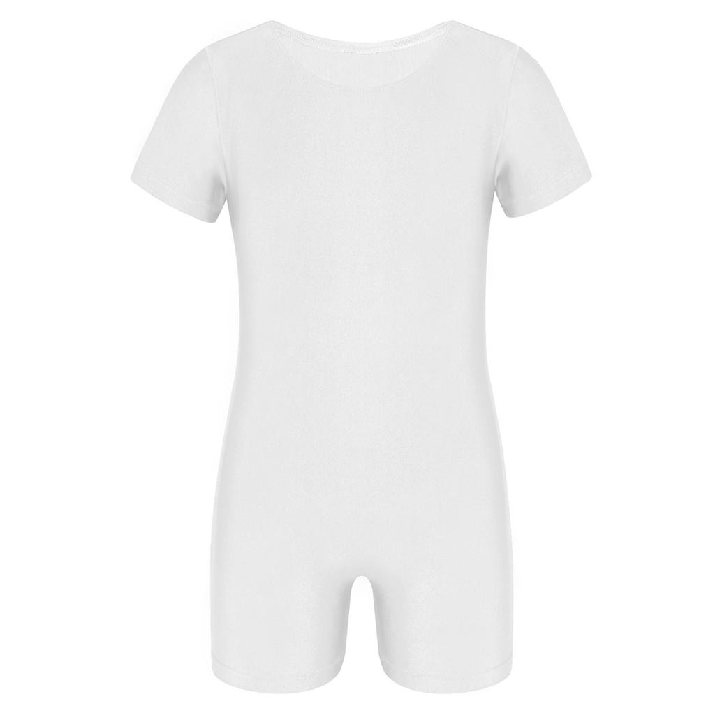 Цельный гимнастический купальник унисекс для мальчиков и девочек, однотонный эластичный комбинезон для танцев с короткими рукавами