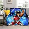 Anime Saint Seiya Glod Pattern Throws Blanket for Baby Hiking Picnic Bed Super Soft Cute kawaii Flannel Blanket birthday gift