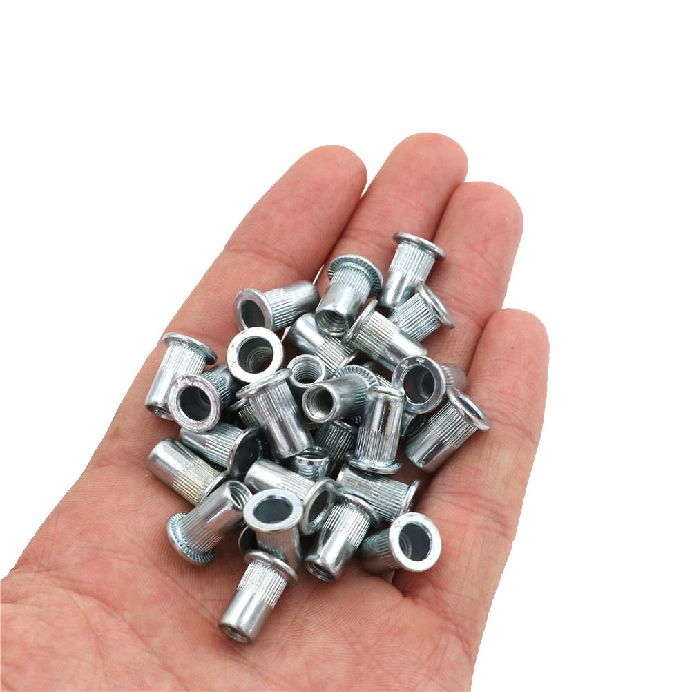 10Pcs White Zinc Rivet Nut Alloy Rivnut Flat Head Threaded Rivet Insert Nutsert Cap Rivet Nut M3 M4 M5 M6 M8 M10 M12