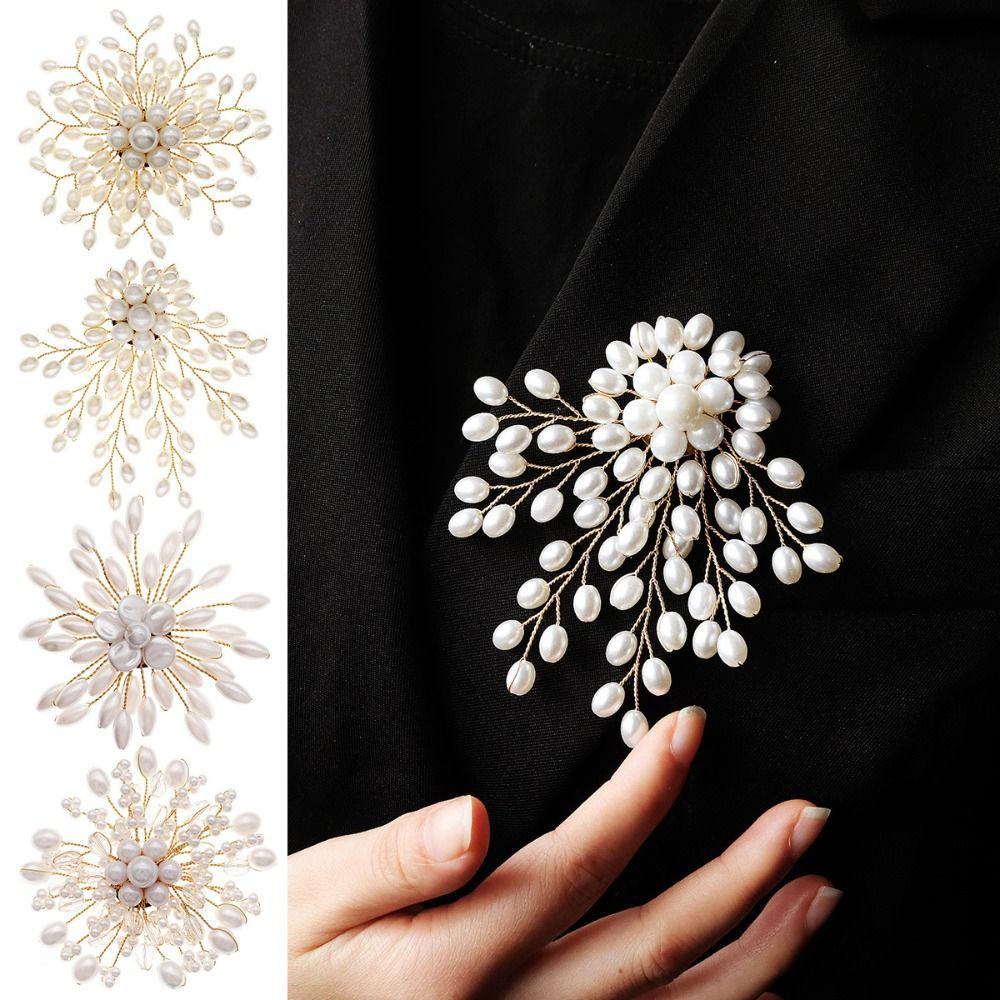 Korean Style Pearls Badge Exquisite Luxury Sense Brooch Jewelry Accessories Suit Collar Pin Daily
