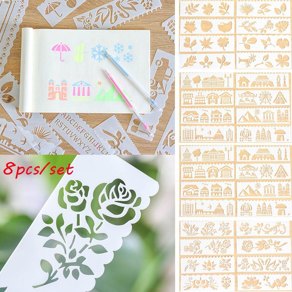 8pcs/set New DIY Craft Stamp Embossing PaintingTemplate Layering Stencils Scrapbooking Flower