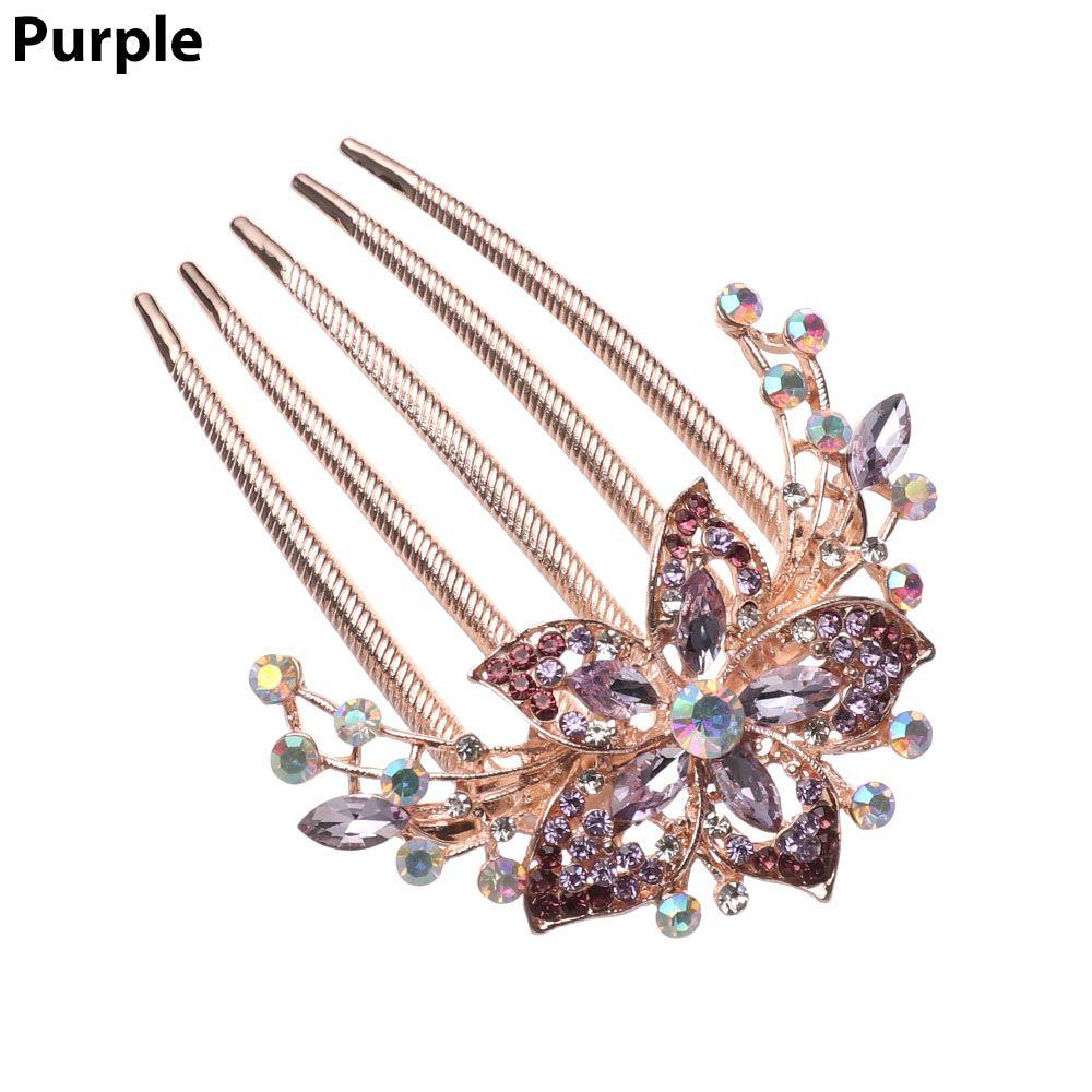 Женские аксессуары для волос Элегантная заколка Гребень для волос Инкрустированный цветок Блестящий страз