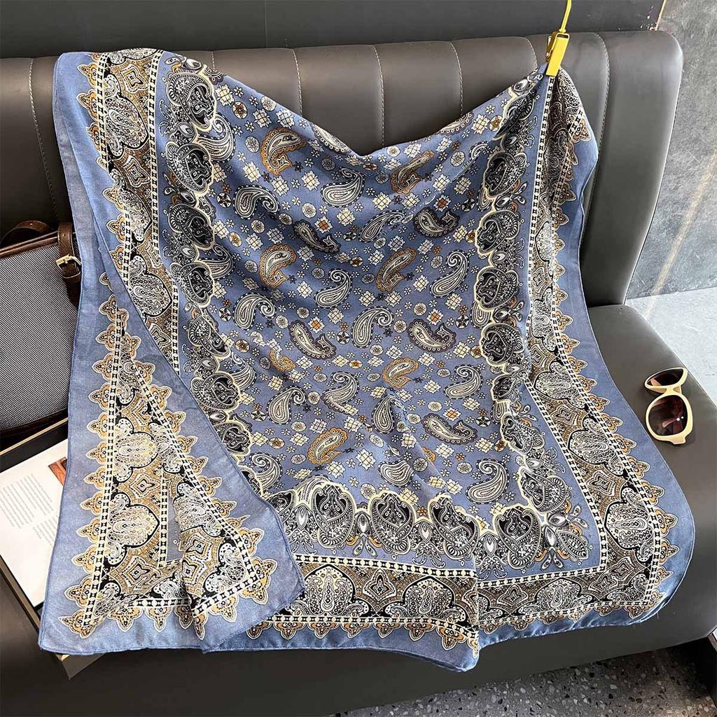 Retro Cashew Print Women's Scarf Cotton and Linen Touch Versatile Fashion Scarf with Large Shawl Long Silk Scarf