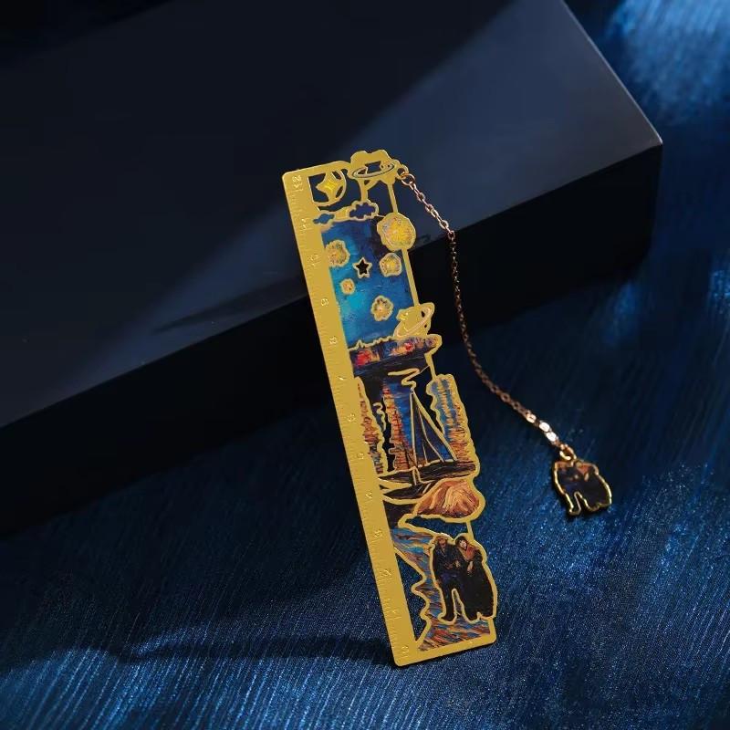 1 Piece Retro Classic European Book Mark Vintage Oil Painting Series Metal Hollow Student Bookmark Creative Design Teacher Gift
