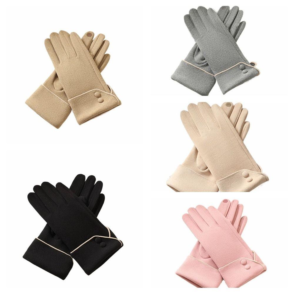 Перчатки с закрытыми пальцами Утепленные зимние варежки Модные женские замшевые перчатки Спорт